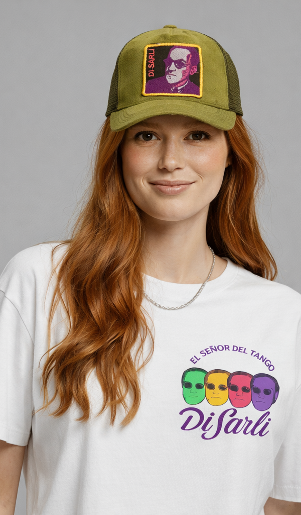 DI SARLI Green velvet trucker cap