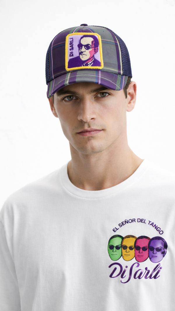 DI SARLI purple/grey tartan trucker cap