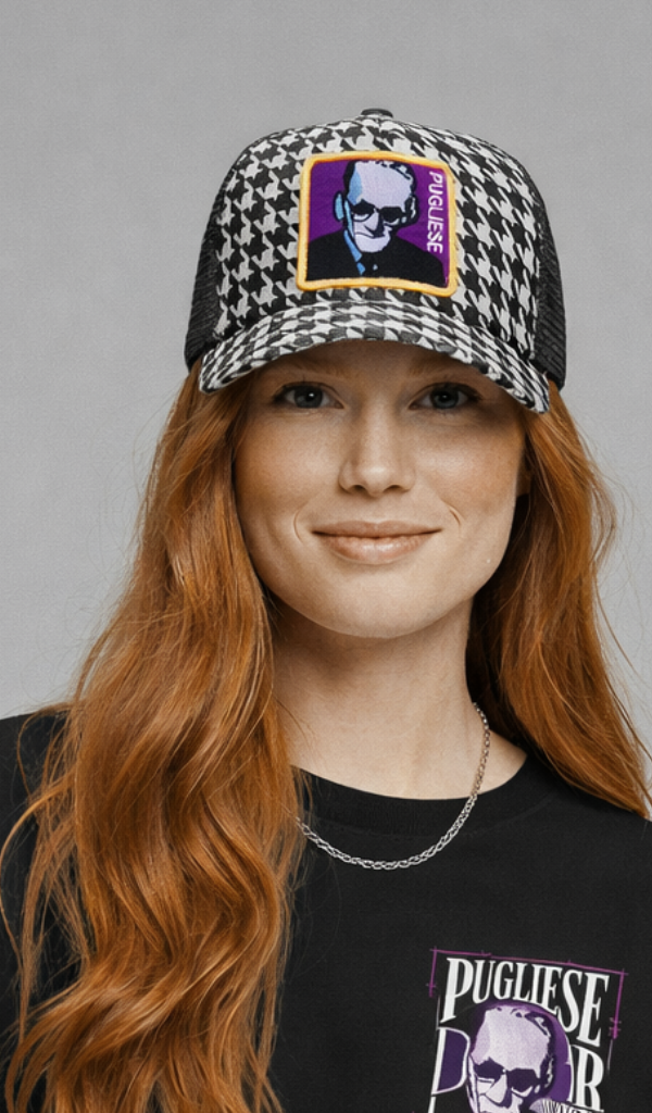 PUGLIESE Pie d'poule grey/black trucker Cap