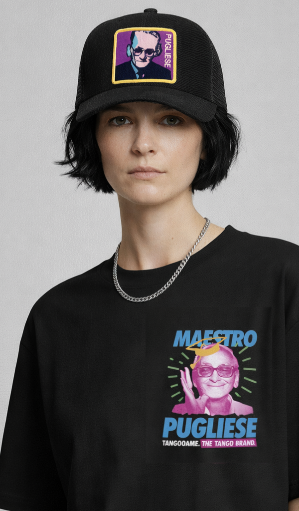 PUGLIESE Black corduroy trucker Cap